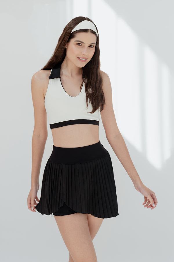 Shorts Saia Versa Plissada com Bolsos e Cós Alto