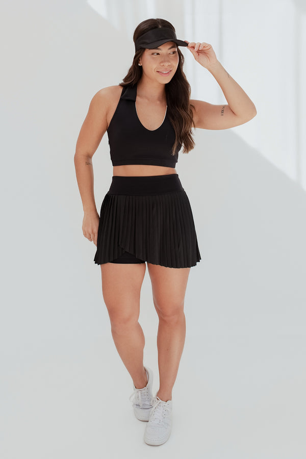 Shorts Saia Versa Plissada com Bolsos e Cós Alto