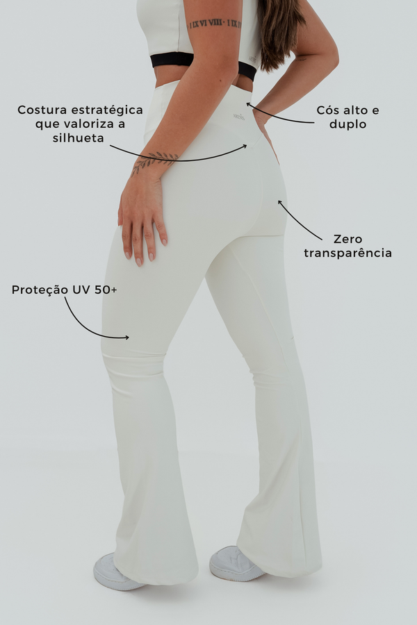 Calça Flare Versa Poliamida com Cós Alto