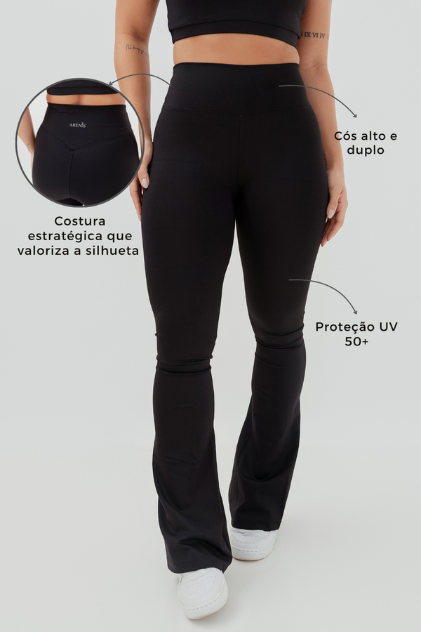 Calça Flare Versa Poliamida com Cós Alto