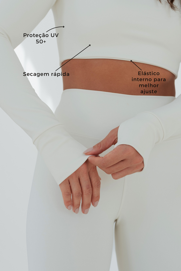 Cropped Manga Longa Versa Poliamida com Saída para Dedo