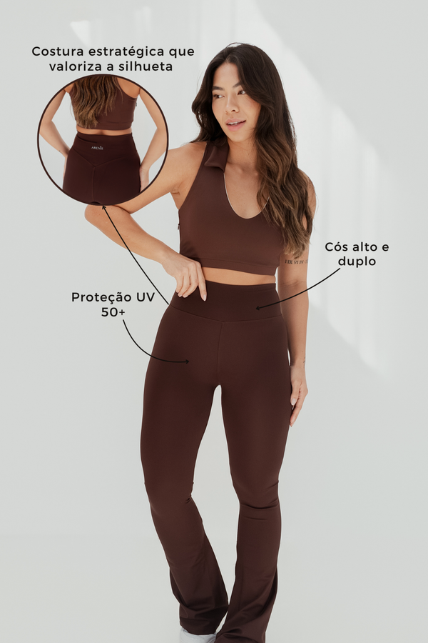 Calça Flare Versa Poliamida com Cós Alto