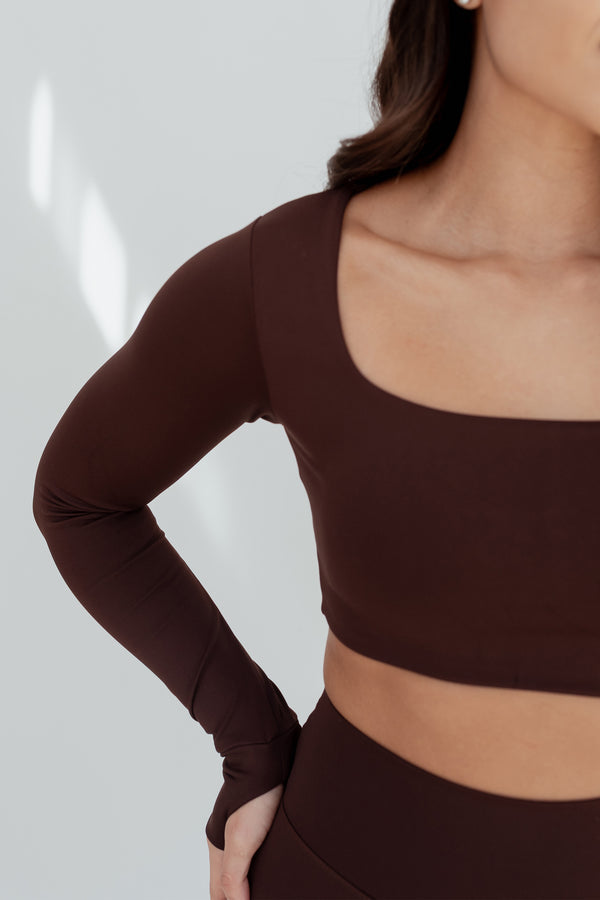 Cropped Manga Longa Versa Poliamida com Saída para Dedo